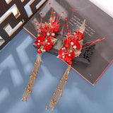 Vintage Red Hairpin Chinese Hanfu Hair Accessories Women Hair Clip