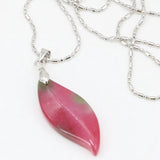 Vintage Red Long Leaves Shape Necklace Natural Stone Pendant