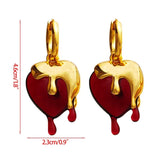 Vintage Red Heart Drop Earrings Dangle Statement Hoop Valentines Gift