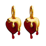Vintage Red Heart Drop Earrings Dangle Statement Hoop Valentines Gift
