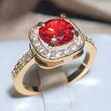 Vintage Red Square CZ Women Ring Elegant Mother/Grandmother Gift