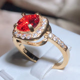 Vintage Red Square CZ Women Ring Elegant Mother/Grandmother Gift