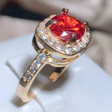 Vintage Red Square CZ Women Ring Elegant Mother/Grandmother Gift