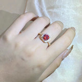 Vintage Red Square CZ Women Ring Elegant Mother/Grandmother Gift