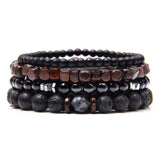 Red Leather Wrap Bracelets for Men Arrow Charm Beaded Stone Set