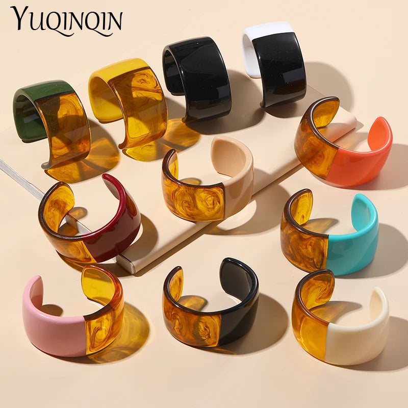 Colorful Resin Cuff Bracelet Bangle for Women
