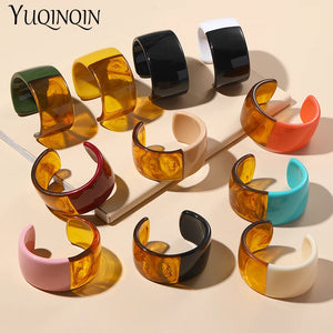 Colorful Resin Cuff Bracelet Bangle for Women