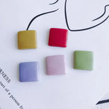 Vintage Resin Square Solid Patch Green Turmeric Stud Earrings