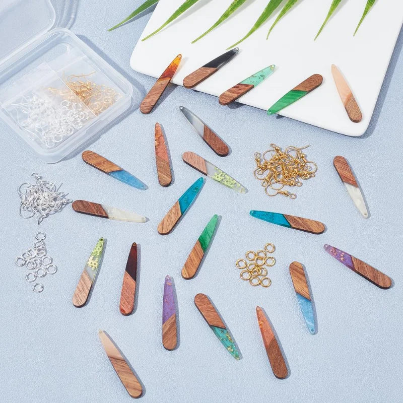 Vintage Resin Earring Pendants Mixed Teardrop Charms DIY Jewelry Making