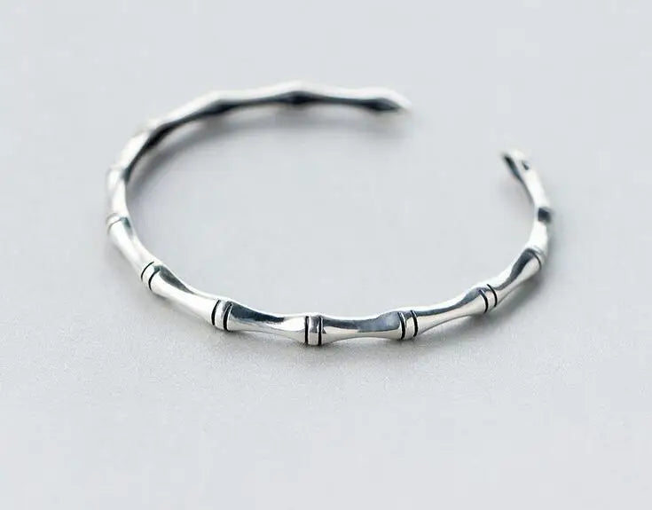 925 Silver Bamboo Joint Bangle Bracelet Friendship GTLS267