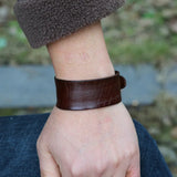 Vintage Brown Leather Bracelet for Men Punk Style Adjustable Wristband