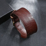 Vintage Brown Leather Bracelet for Men Punk Style Adjustable Wristband
