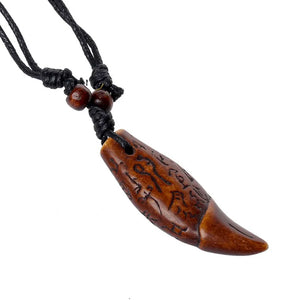Vintage Retro Ethnic Carved Pendant Necklace for Men Women