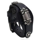 Vintage Leather Bracelet for Men with Star Charms Wrap