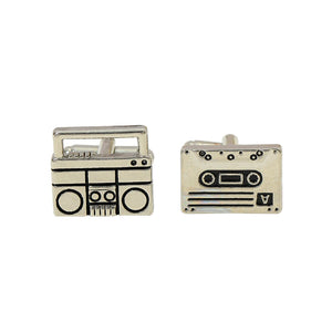 Vintage Retro Radio Tape Set CuffLink For Men Shirts Wedding