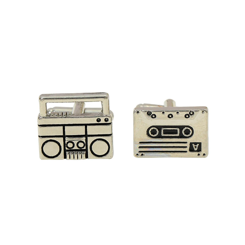 Vintage Retro Radio Tape Set CuffLink For Men Shirts Wedding
