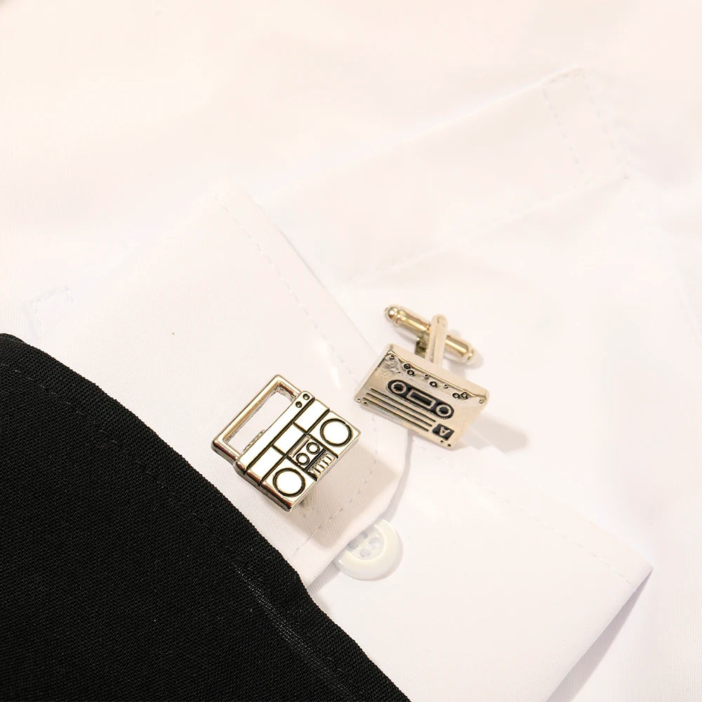 Vintage Retro Radio Tape Set CuffLink For Men Shirts Wedding