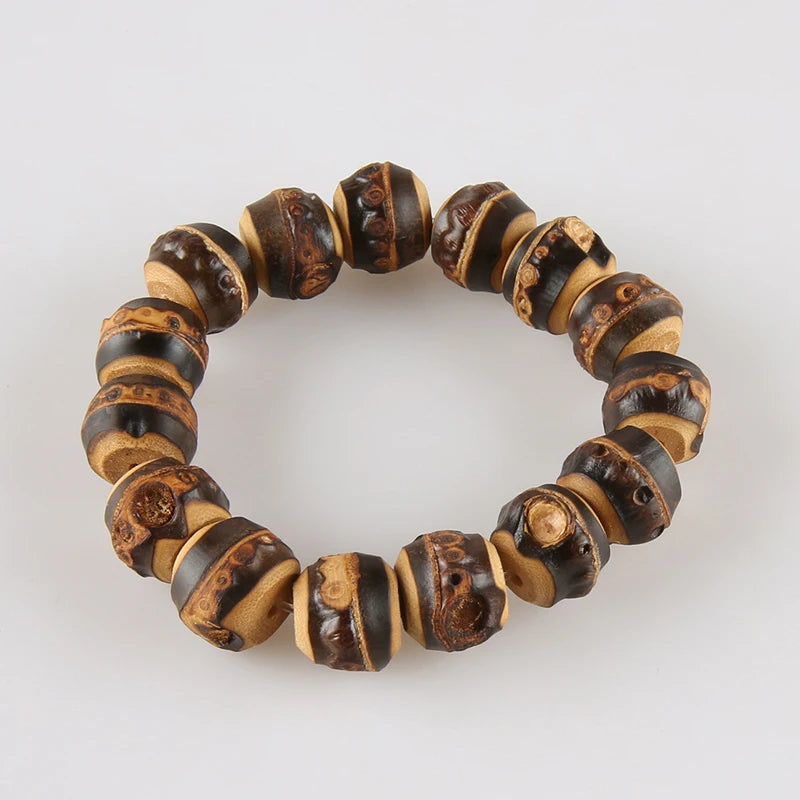 Vintage Retro Adjustable Bamboo Root Beaded Bracelet