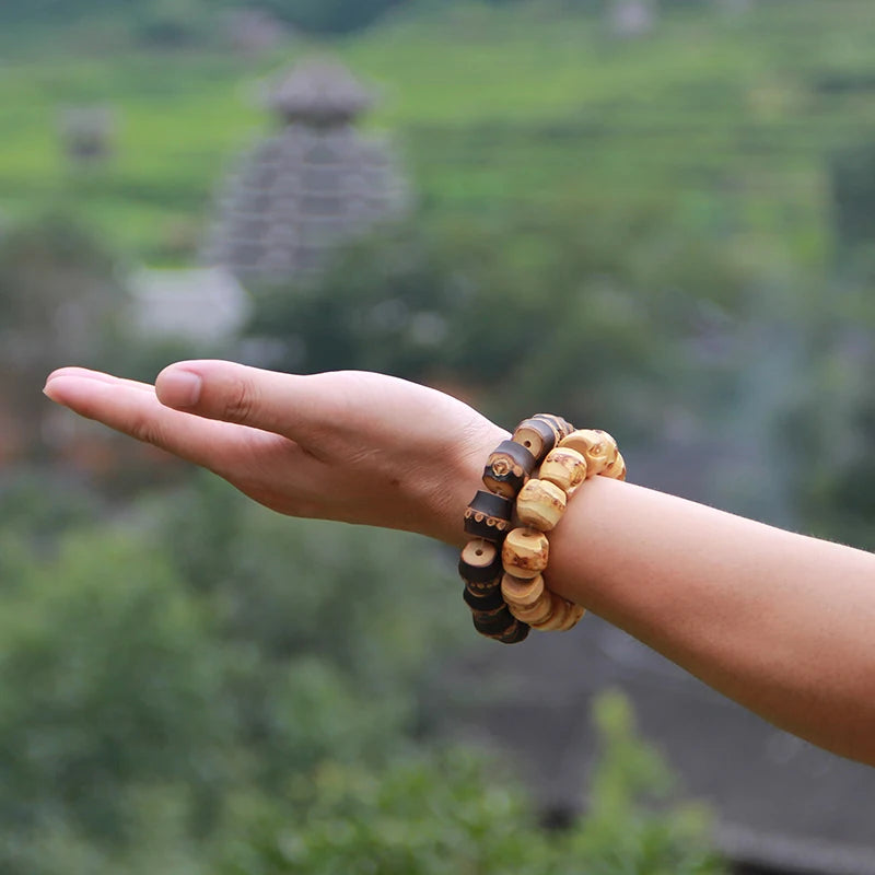 Vintage Retro Adjustable Bamboo Root Beaded Bracelet