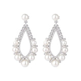 Vintage Retro Pearl Water Droplet Pendant Stud Earrings for Women