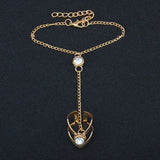 Vintage Rhinestone Bracelet Ring Wrist Chain Jewelry