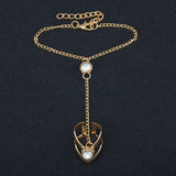 Vintage Rhinestone Bracelet Ring Wrist Chain Jewelry