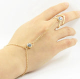 Vintage Rhinestone-Bracelet Ring Wrist Chain Jewelry