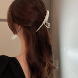 Vintage Rhinestone Butterfly Tassel Hairpin Pearl Flower Grab Clip