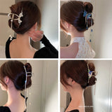 Vintage Rhinestone Butterfly Tassel Hairpin Pearl Flower Grab Clip