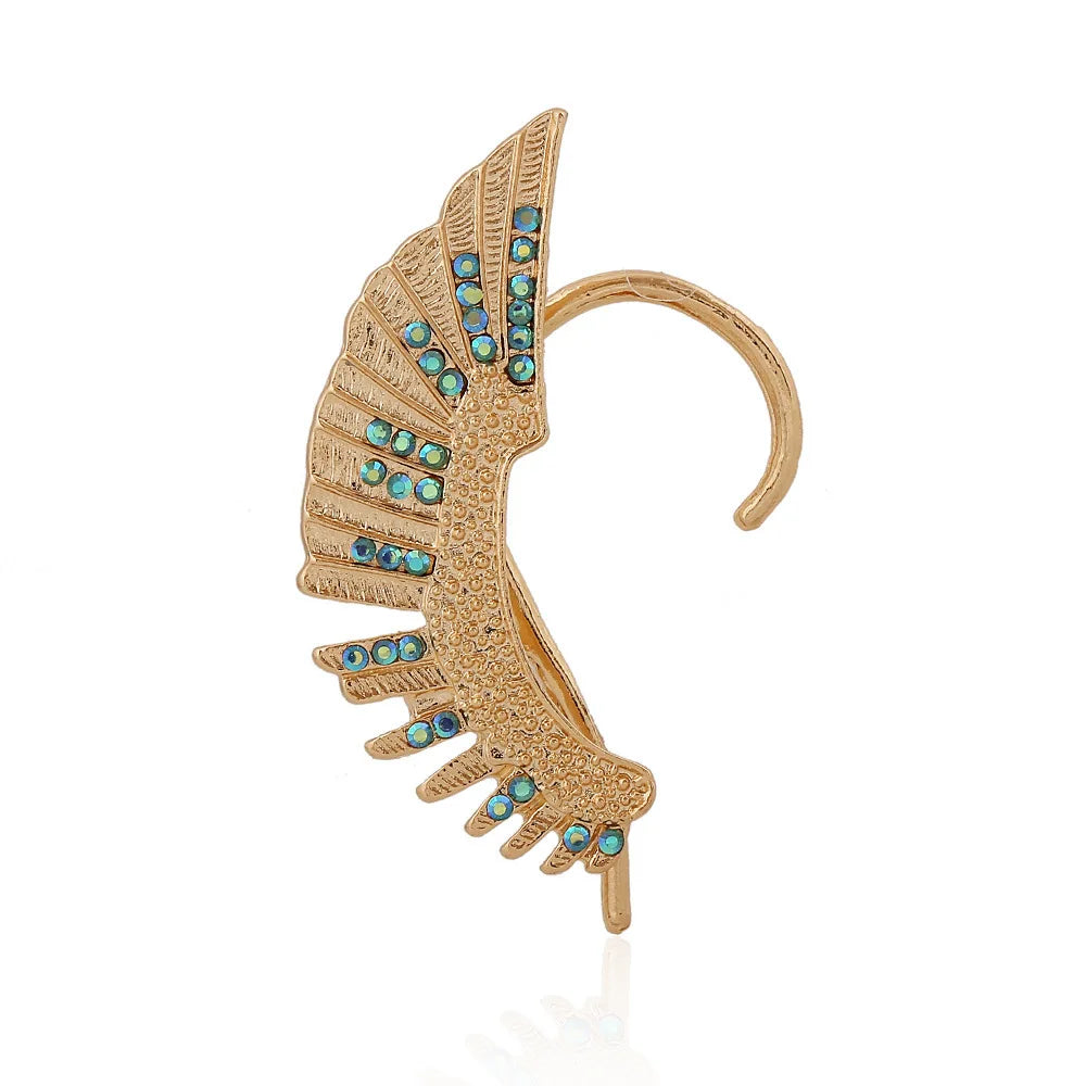 Vintage Rhinestone Steampunk Ear Cuff Clip On Earrings
