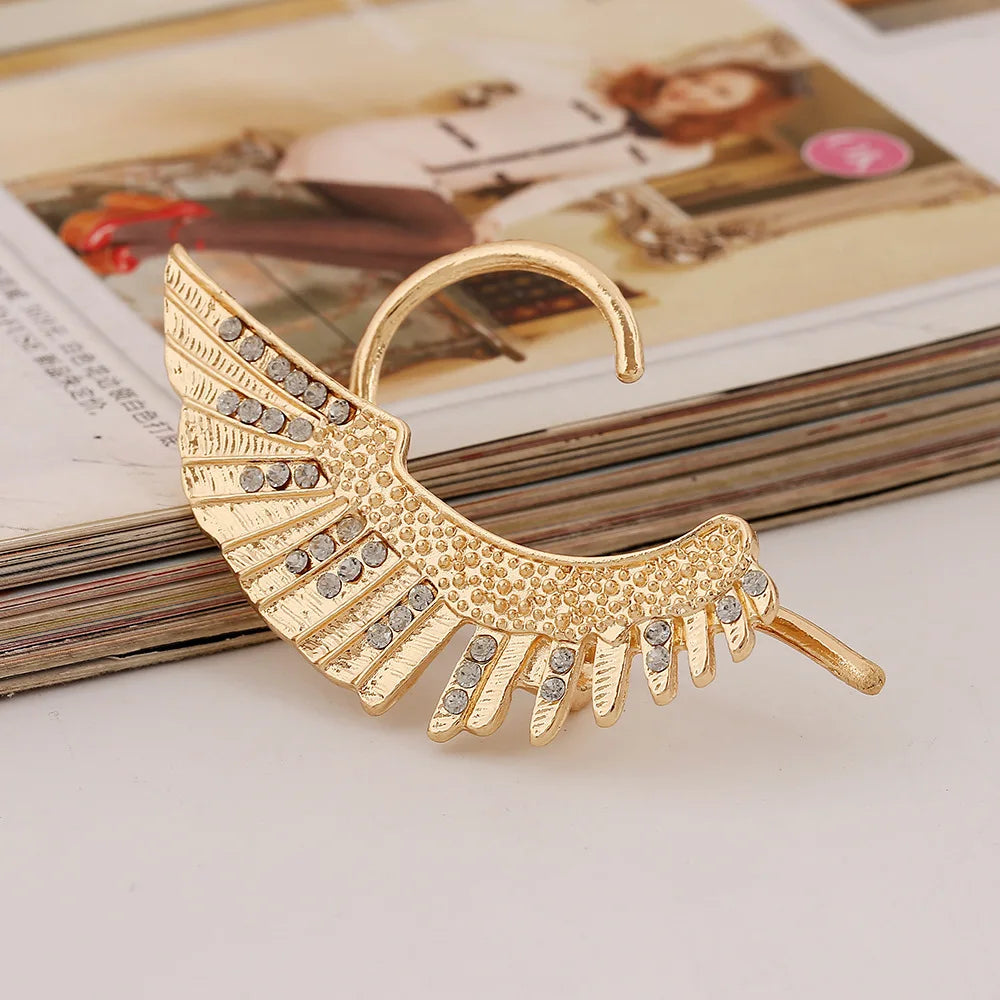 Vintage Rhinestone Steampunk Ear Cuff Clip On Earrings