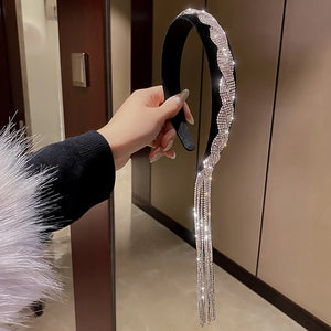 Vintage Rhinestone Tassel Headband for Women