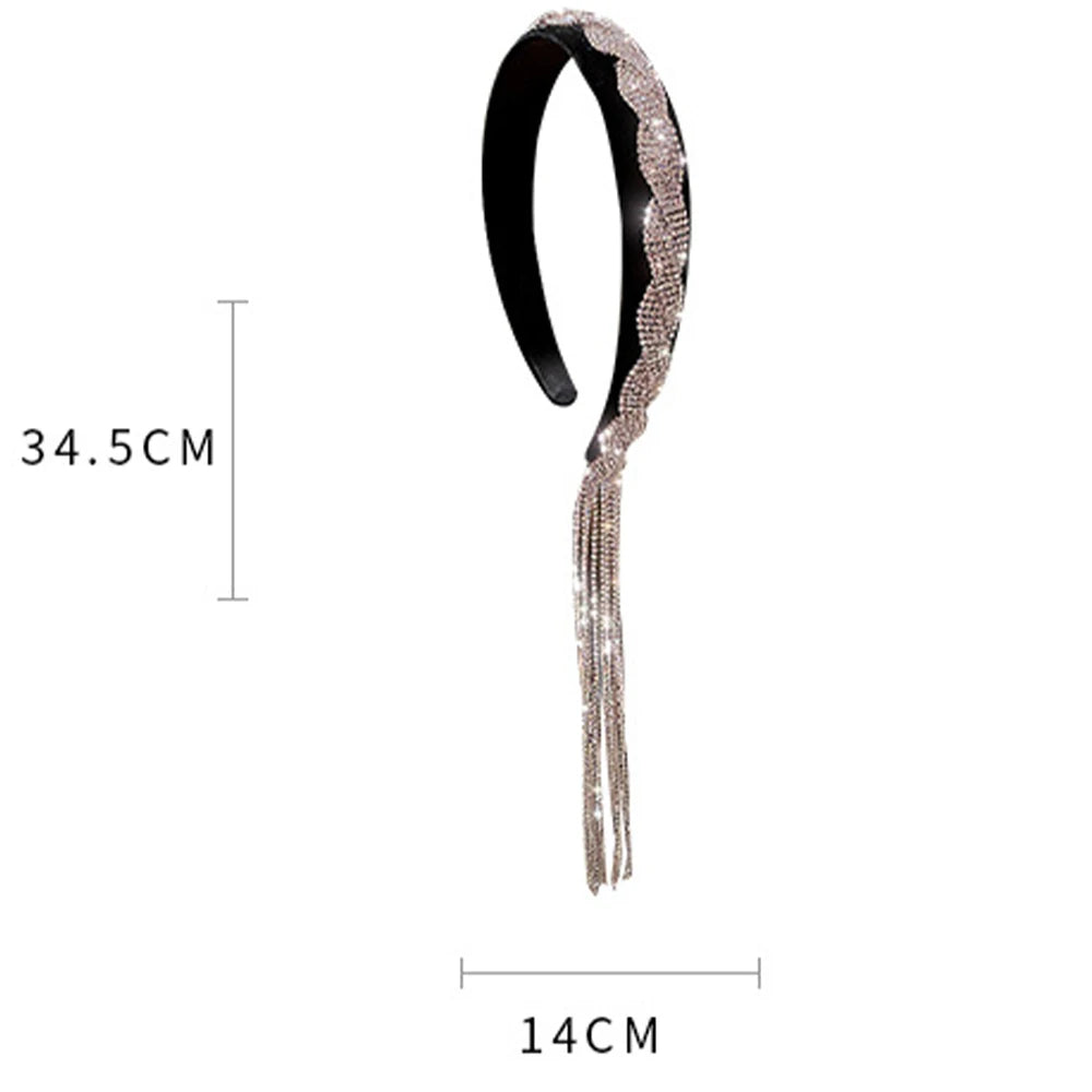 Vintage Rhinestone Tassel Headband for Women