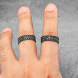 Vintage Stainless Steel Mens Narrow Ring Retro Pattern Rock Punk