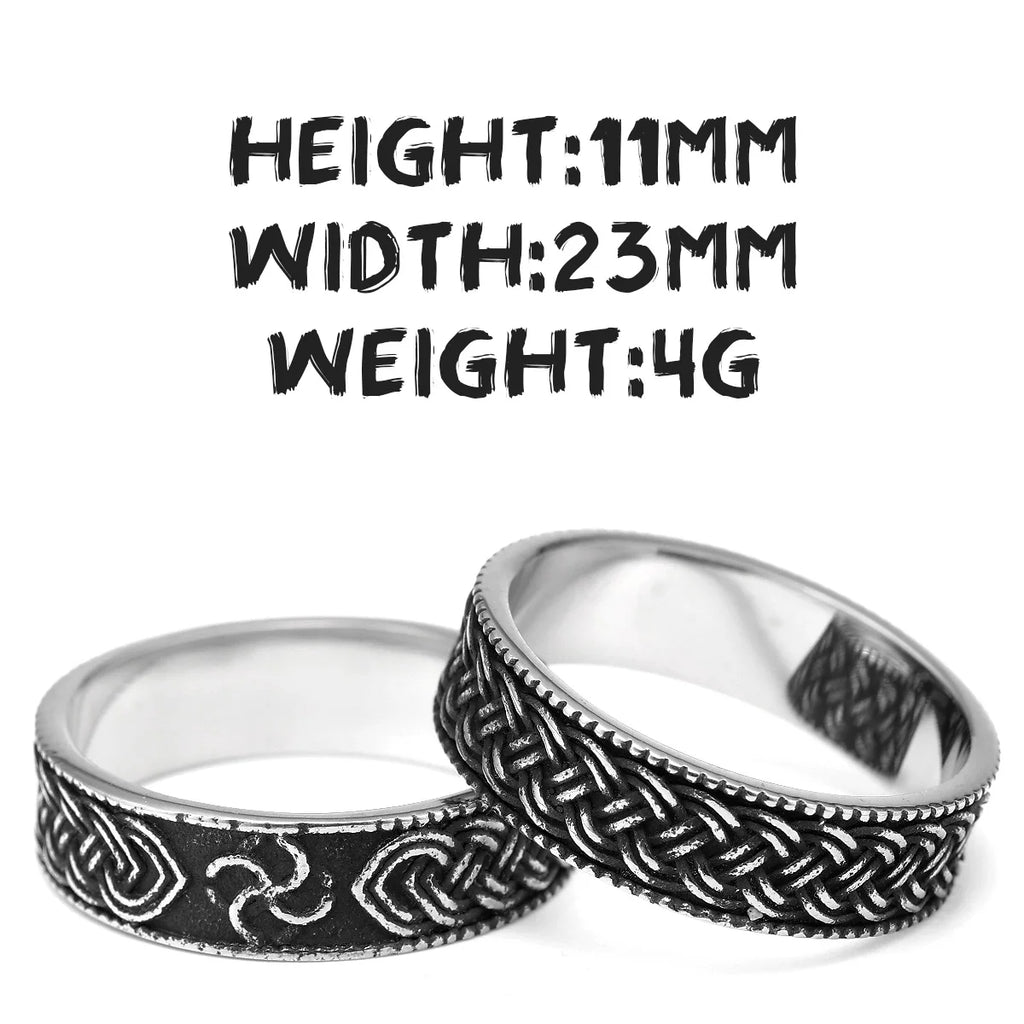 Vintage Stainless Steel Mens Narrow Ring Retro Pattern Rock Punk