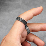 Vintage Stainless Steel Mens Narrow Ring Retro Pattern Rock Punk