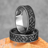 Vintage Stainless Steel Mens Narrow Ring Retro Pattern Rock Punk