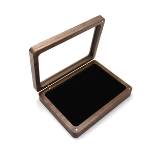 Vintage Rings Storage Wood Glass Top Jewelry Display Case