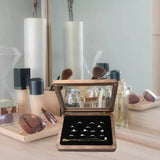Vintage Rings Storage Wood Glass Top Jewelry Display Case
