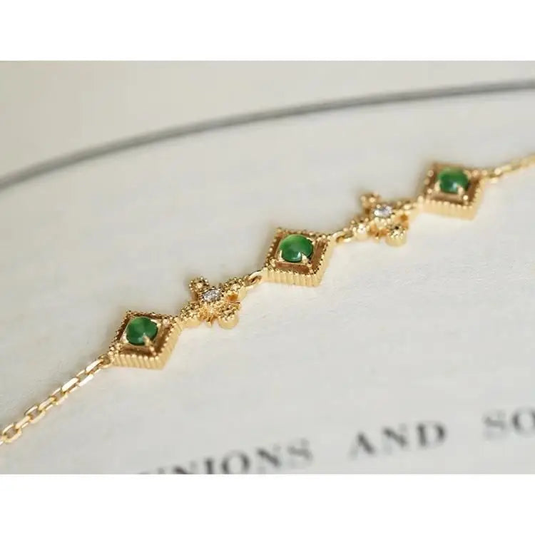 Vintage Green Chalcedony Roller Bead Bracelet