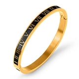 Vintage Roman Letter Bangles Stainless Steel Jewelry