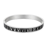 Roman Numeral Charm Cuff Bangles Stainless Steel Men's Jewelry