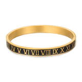 Roman Numeral Charm Cuff Bangles Stainless Steel Men's Jewelry