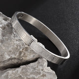 Vintage Roman Numeral Engraved Stainless Steel Bracelet for Men Unisex Gift