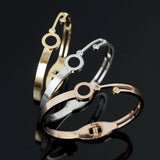 Vintage Roman Numeral Shell Bangles Stainless Steel Crystal Spring Bracelet