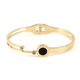 Vintage Roman Numeral Shell Bangles Stainless Steel Crystal Spring Bracelet