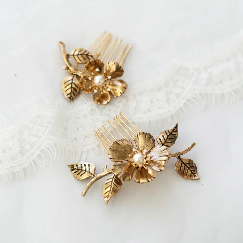 Vintage Roman Style Rose Flower Bridal Hair Comb Rhinestone Comb