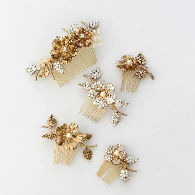 Vintage Roman Style Rose Flower Bridal Hair Comb Rhinestone Comb
