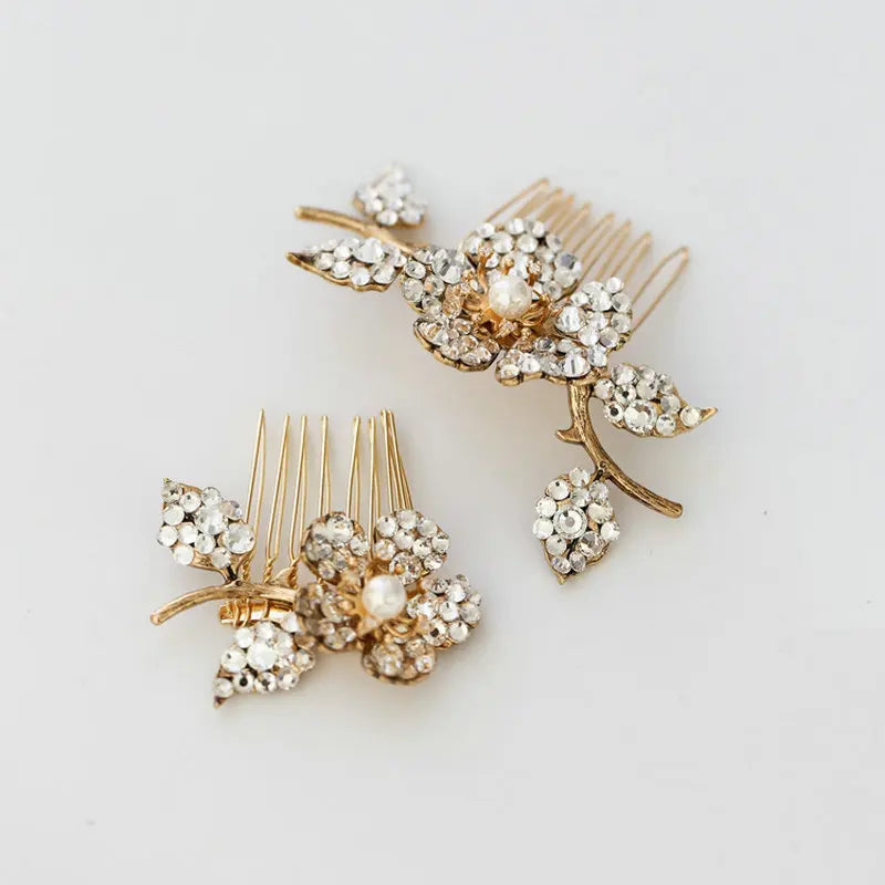 Vintage Roman Style Rose Flower Bridal Hair Comb Rhinestone Comb