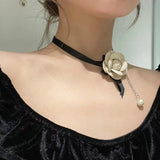 Vintage Rose Flower Choker Necklace Women Lady Jewelry